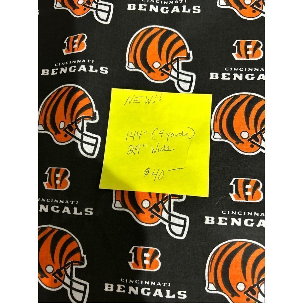 Bengals Football Cincinnati Fabric New 4 yards Sew aprons, hot pads, satchel